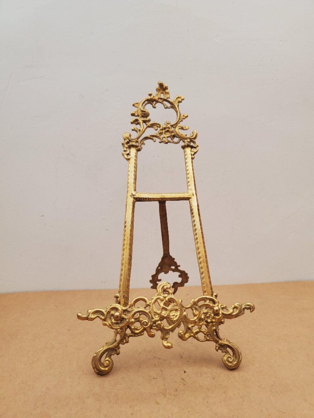 Decorated Brass Display Stand for Icons - Ornate Tabletop Metal Easel for Home